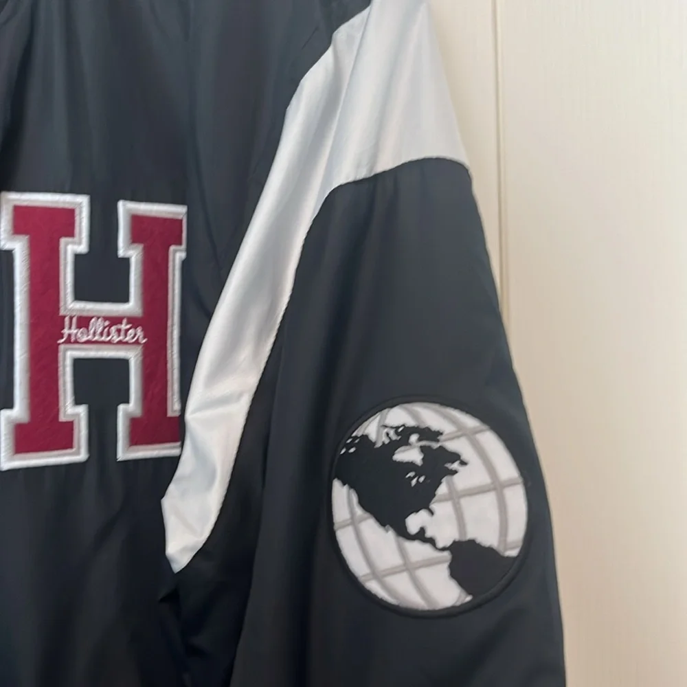 Hollister black and light grey varsity jacket. Size Small - Picture 5 of 7